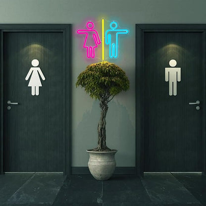 Restroom Neon Signs for Wall Decor Bathroom Neon Sign Dimmable LED Powerd Toilet Light Restroom Signs for Business Ideal for Bathroom, Bar, Hotel, Hospital,Home and Party Decoration(12.9 * 10.6inch)