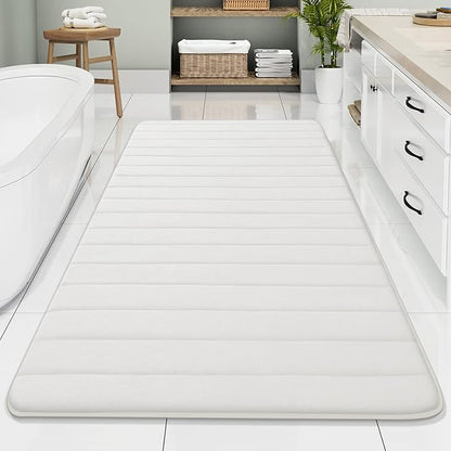 Buganda Memory Foam Bath Mat, 70" x 34", Ultra Soft and Non-Slip Bathroom Rugs, Water Absorbent and Machine Washable Bath Rug Runner for Bathroom, Shower, and Tub, Ivory
