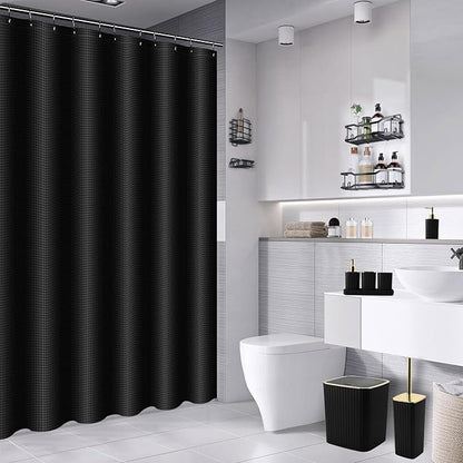 28PC Bathroom Set- Gorgeous Black Bathroom Set, Bathroom Accessory Set, Black Shower Curtain Set with 5PC Adhesive Corner Shower Caddy Hanging