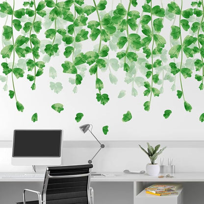 Amaonm Creative Removable Rainforest Plants Wall Decals Hanging Green Leaves and Vines Wall Stickers 3D Home Wall Corner Background Decoration Decor for Kids Girls Bedroom Nursery Offices Living Room