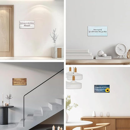 CHAOSETKEN Custom Text Sign Wall Art Personalized Family Quote Wall Decor Family Sign Canvas Prints Customized Wood Text Quote Pictures Rustic Farmhouse Decor Framed (8L x 4W)