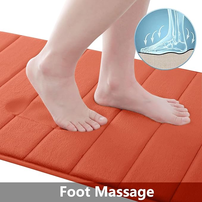 Buganda Memory Foam Bath Mat, 35.4" x 24", Ultra Soft and Non-Slip Bathroom Rugs, Water Absorbent and Machine Washable Bath Rug Runner for Bathroom, Shower, and Tub, Coral