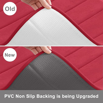 Buganda Memory Foam Bath Mat, 47" x 17", Ultra Soft and Non-Slip Bathroom Rugs, Water Absorbent and Machine Washable Bath Rug Runner for Bathroom, Shower, and Tub, Red