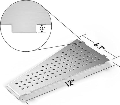Corner Shower Shelf 2PCS, Trapezoid Shaped Bathroom Shelves 12'' for Tiled Wall, 304 Stainless Steel Grout in Shelf, No Drilling Needed (Silver)