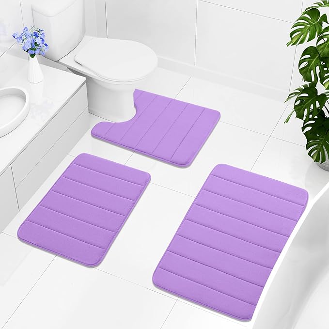 Buganda Memory Foam Bath Mat, 60" x 24", Ultra Soft and Non-Slip Bathroom Rugs, Water Absorbent and Machine Washable Bath Rug Runner for Bathroom, Shower, and Tub, Lavender