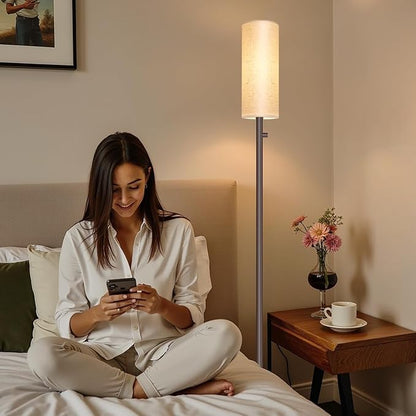 Dimmable Gold Floor Lamp for Living Room,Modern Standing Lamp with Marble Base,LED Bulb Included,Floor Lamps for Bedroom, Living Room,Office,Reading and Nursery(Brown Floor Lamp)