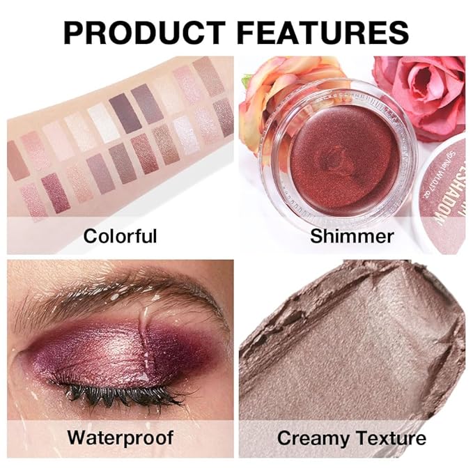 Cream Glitter Caramel Shimmer Metallic Eyeshadow Palette Makeup, Natural Single Mini Instant Holographic Eyeshadow For Older Women, Sombras Crema Para Ojos, Talc, Paraben & Cruelty Free, 710