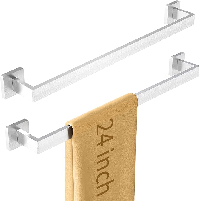 Bathroom Towel Bar, 24 Inch Towel Racks for Bathroom Wall Mounted, Stainless Steel Towel Rail Hanger for Wall, Nickel Towel Holder for Wall, Kitchen(2 Pack)