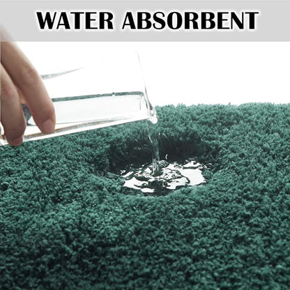 Suchtale Large Bathroom Rug Extra Soft and Absorbent Shaggy Mat (24 x 60, Hunter Green) Machine Washable Non Slip Microfiber Mat With Rubber Back