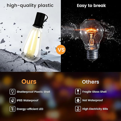 OHLUX 35FT Solar Globe String Lights Outdoor, Waterproof Solar Patio Lights with Remote, 17 Shatterproof ST38 LED Filament Bulbs, 2200K Soft White, Dimmable Edison Hanging Lights for Gazebo, Deck