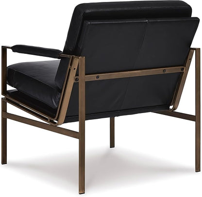 Signature Design by Ashley Puckman Mid-Century Modern Leather Accent Chair, Black