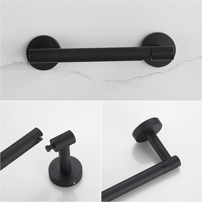 BVL Toilet Paper Holder Matte Black Wall Mount Stainless Steel 304 Large Mega Roll