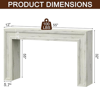 Rresyet 55 Inch Long Console Table, Sofa Table Behind Sofa, Wooden Entryway Table, Farmhouse Entryway Table for Entry, Hallway, Living Room (White)
