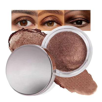 Cream Glitter Brown Shimmer Metallic Eyeshadow Palette Makeup, Natural Single Mini Instant Holographic Eyeshadow For Older Women, Sombras Crema Para Ojos, Talc, Paraben & Cruelty Free