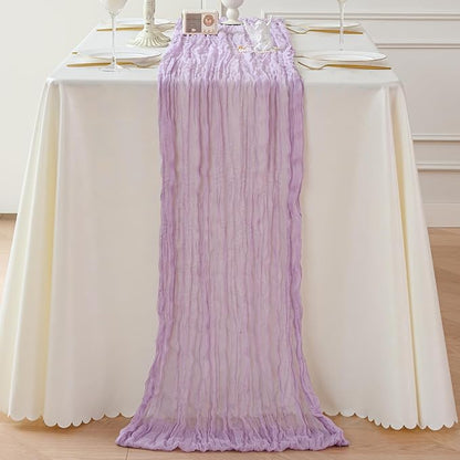 Sioloc 1 Pack Lilac Purple Lavender Cheesecloth Table Runner Fall Autumn Decor for Home 10ft Table Cloth for Tea Wedding Birthday Party Baby Bridal Shower Halloween Thanksgiving