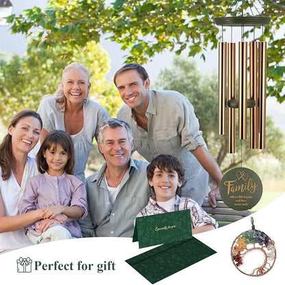 Wind Chimes for Outside, Large Outdoor Windchimes with Engraved Tree of Life, Premium Tuned Metal Chimes for Mother/Grandma, Home & Garden Decor with Soothing Tone