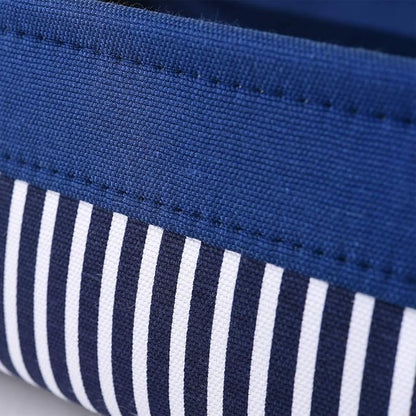 TcaFmac Small Storage Baskets [6 Pack] - Navy Blue Rectangular Storage Bins with Blue Stripes