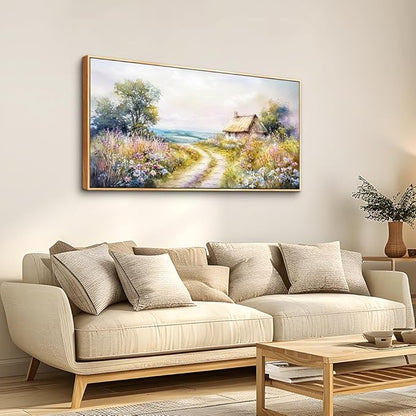 ZUITINGHUA Wood Framed Canvas Wall Art For Living Room Wall Decor For Bedroom Office Wall Decoration Country Road Landscape Paintings Farmhouse Pictures Artwork Room Aesthetic Home Decor 20x40 In