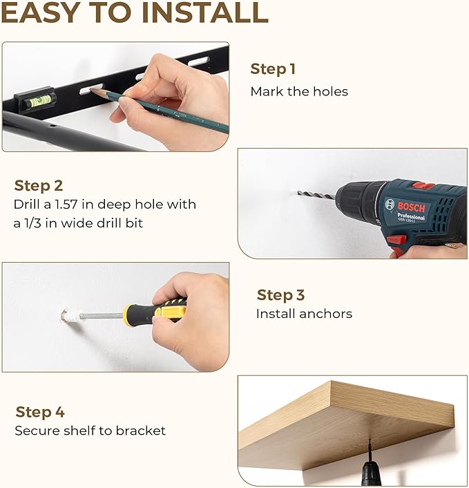 36 Inches Floating Shelves for Wall, 9.3" Deep Long Floating Shelves Set of 2, Large Display & Storage Shelf, Wall Shelf for Bathroom Bedroom Living Room Kitchen Office, Oak