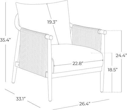 CHITA Braid Armchair, Modern Accent Chair for Living Room, Light Grey