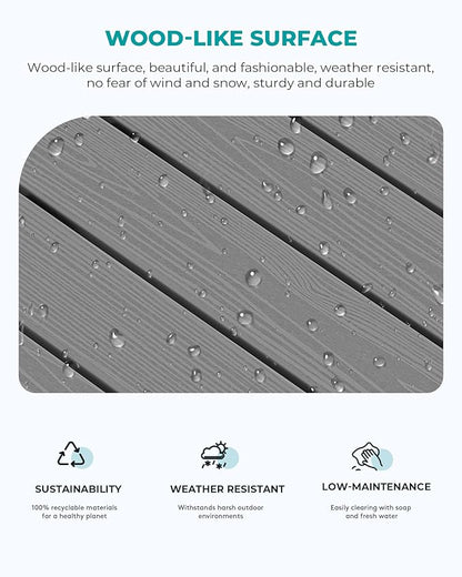 SERWALL Outdoor Coffee Table, HDPE Patio Coffee Table for Outside, Grey