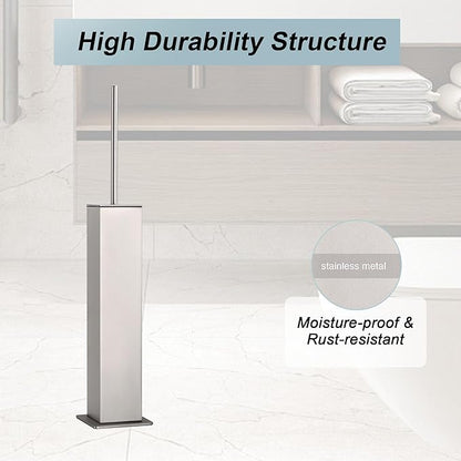 Brushed Nickel Toilet Brush and Holder,Toilet Bowl Brush with Extra Long Handle