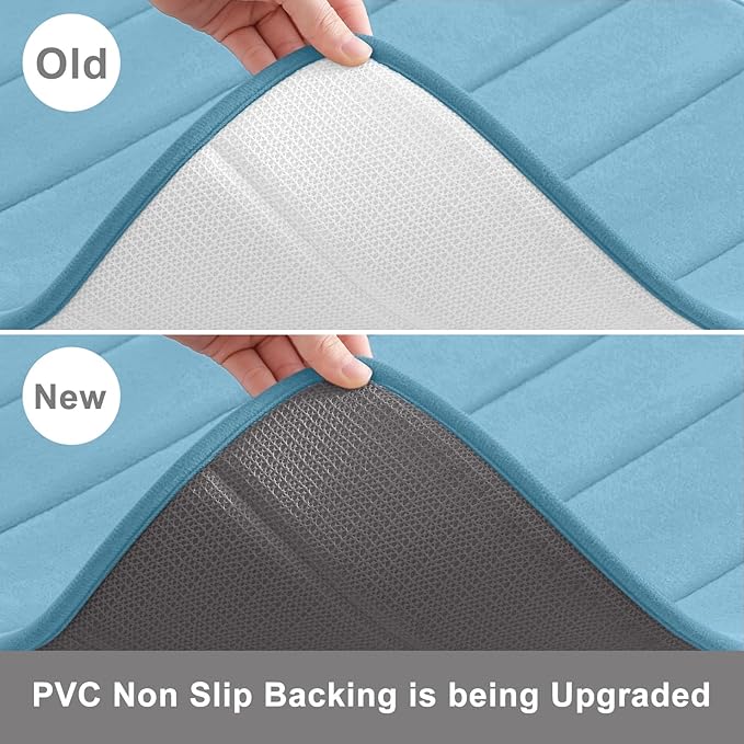 Buganda Memory Foam Bath Mat, 70" x 34", Ultra Soft and Non-Slip Bathroom Rugs, Water Absorbent and Machine Washable Bath Rug Runner for Bathroom, Shower, and Tub, Blue