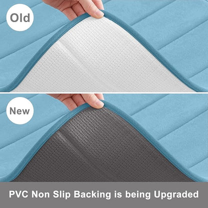 Buganda Memory Foam Bath Mat, 59" x 20", Ultra Soft and Non-Slip Bathroom Rugs, Water Absorbent and Machine Washable Bath Rug Runner for Bathroom, Shower, and Tub, Blue