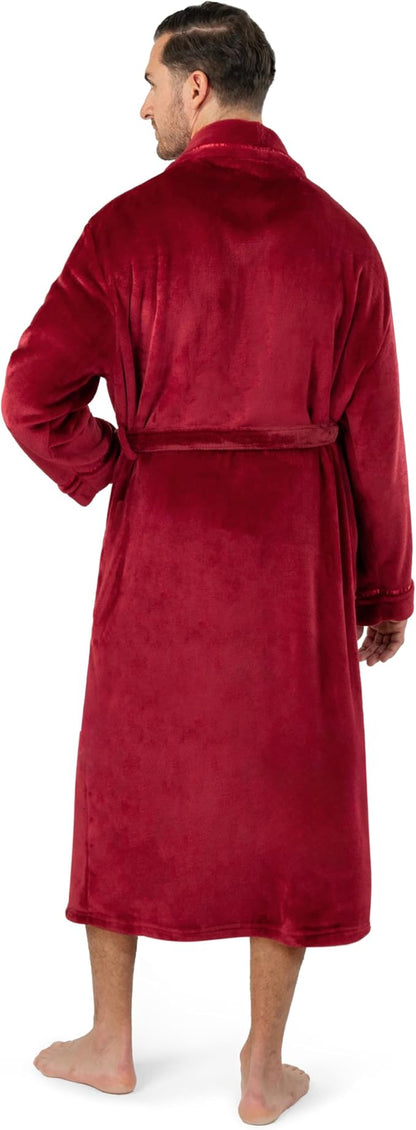 PAVILIA Mens Soft Robe | Warm Fleece Robes for Men, Soft Spa Bathrobe with Shawl Collar and Pockets