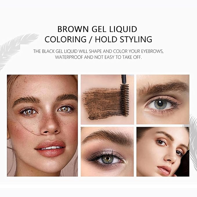 DAGEDA Clear Eyebrow Setting Gel, Brow Fix Gel, Waterproof And Sweat-Proof Eyebrow Repair Liquid Brows Styling Beauty Salon Home Use Makeup, 1.81oz (Clear and Dark Brown)