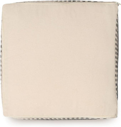 REDEARTH · Tufted Pouf Ottoman with Filler Textured Storage Cube Bean Bag Pouffe Footrest for Living Room, Bedroom, Nursery, Kidsroom; 100% Cotton (17.5"X17.5"X17.5", Chevron Gage)