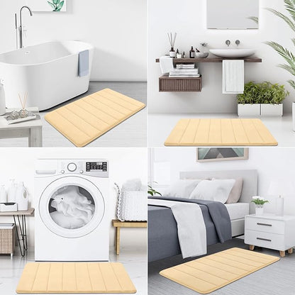 Buganda Memory Foam Bath Mat, 60" x 24", Ultra Soft and Non-Slip Bathroom Rugs, Water Absorbent and Machine Washable Bath Rug Runner for Bathroom, Shower, and Tub, Gold