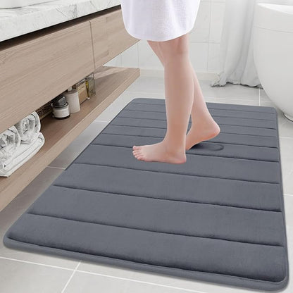 Buganda Memory Foam Bath Mat, 40" x 32", Ultra Soft and Non-Slip Bathroom Rugs, Water Absorbent and Machine Washable Bath Rug Runner for Bathroom, Shower, and Tub, Dark Grey