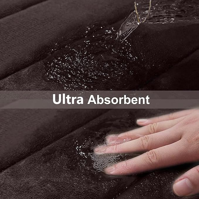 Buganda Memory Foam Bath Mat, 40" x 24", Ultra Soft and Non-Slip Bathroom Rugs, Water Absorbent and Machine Washable Bath Rug Runner for Bathroom, Shower, and Tub, Brown