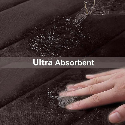 Buganda Memory Foam Bath Mat, 40" x 32", Ultra Soft and Non-Slip Bathroom Rugs, Water Absorbent and Machine Washable Bath Rug Runner for Bathroom, Shower, and Tub, Brown