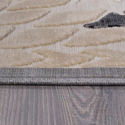 Beverly Rug Outdoor Rug 6x9 Modern Floral Tropical Area Rugs for Indoor and Outdoor Patio Easy to Clean Non Shedding Living Room Porch Garden Washable Outside Carpet (6 x 9 Beige)