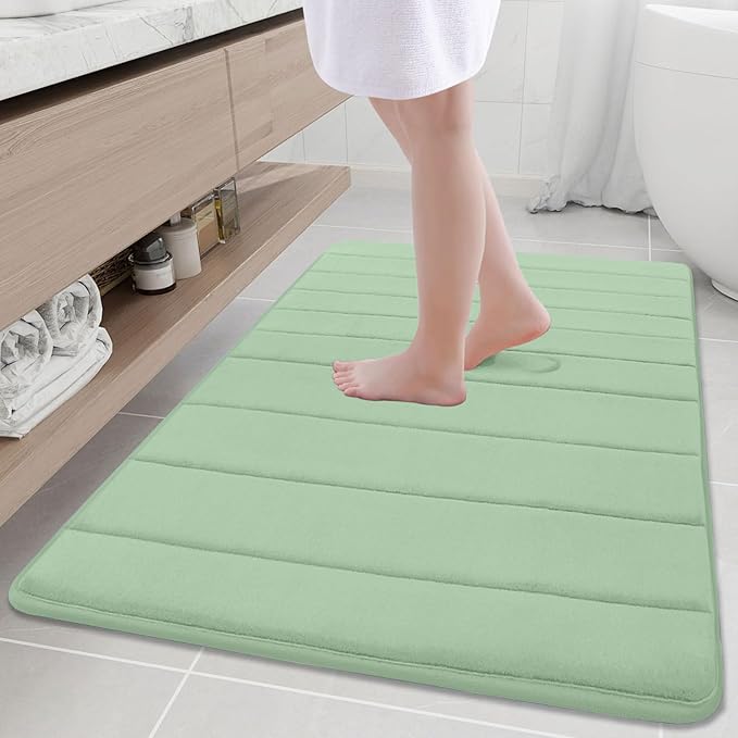 Buganda Memory Foam Bath Mat, 40" x 32", Ultra Soft and Non-Slip Bathroom Rugs, Water Absorbent and Machine Washable Bath Rug Runner for Bathroom, Shower, and Tub, Sage Green