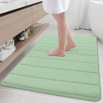Buganda Memory Foam Bath Mat, 40" x 32", Ultra Soft and Non-Slip Bathroom Rugs, Water Absorbent and Machine Washable Bath Rug Runner for Bathroom, Shower, and Tub, Sage Green