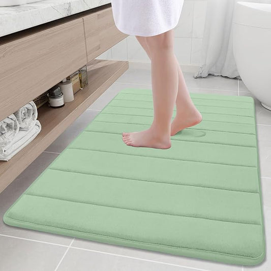 Buganda Memory Foam Bath Mat, 40" x 32", Ultra Soft and Non-Slip Bathroom Rugs, Water Absorbent and Machine Washable Bath Rug Runner for Bathroom, Shower, and Tub, Sage Green