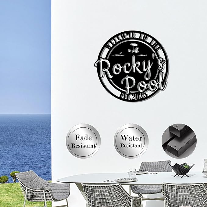 Custom Metal Pool Signs Outdoor - Personalized Funny Pool Rules, Rustic Wall Art for Pool Deck Decor, Outdoor Bar & Backyard Oasis Gift - MADE IN USA