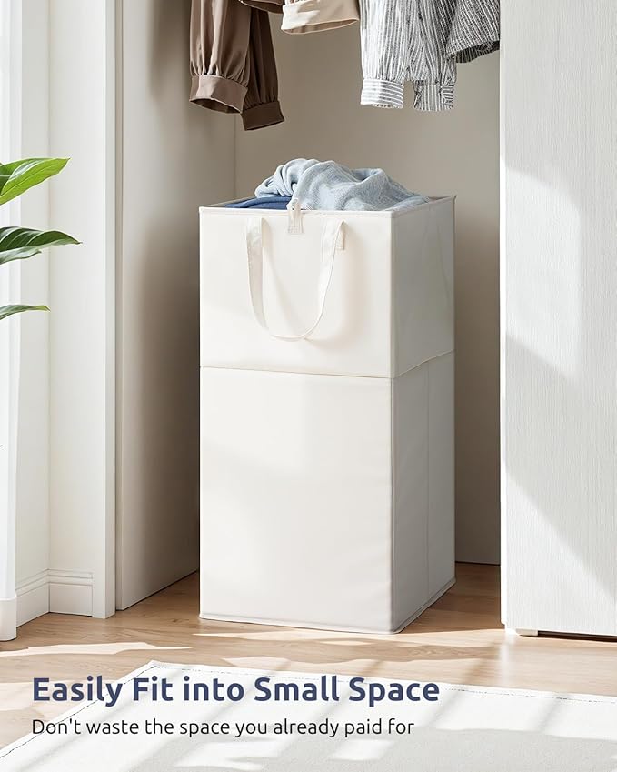 SOLEDI Freestanding Strong Transformable Laundry Hamper, Dual-Function Design, Large Collapsible Laundry Basket with Extended Handles, Easy to Carry, Clothes hamper for laundry（75L,Beige）