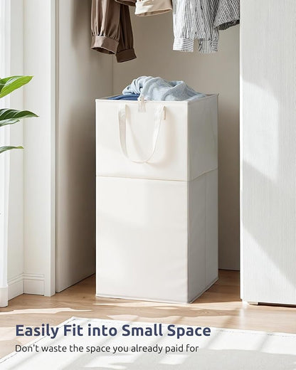 SOLEDI Freestanding Strong Transformable Laundry Hamper, Dual-Function Design, Large Collapsible Laundry Basket with Extended Handles, Easy to Carry, Clothes hamper for laundry（75L,Beige）