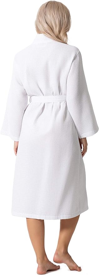 Turkish Linen Waffle Knit Lightweight Kimono Spa & Bath Robes for Women - Quick Dry - Soft