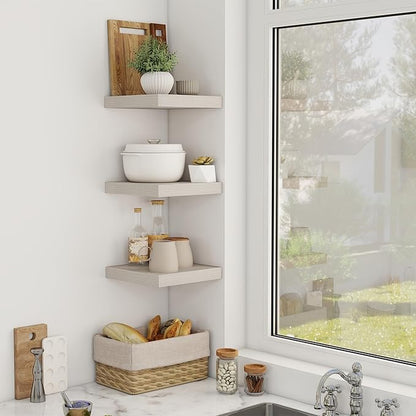 12 Inch Floating Shelves, 12" Deep Floating Shelf Wall Mounted, 12" Wall Shelves, Rustic Deep Bookshelf, Extra Deeper Display Shelves & Storage Shelves for Bedroom, Living Room, Set of 3