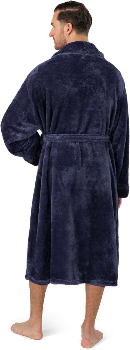 PAVILIA Mens Soft Robe, Plush Fluffy Fleece Bathrobe Men, Long Sherpa Shaggy Spa Robe