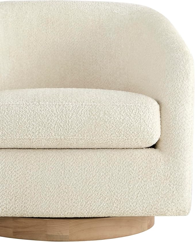CHITA Swivel Accent Chair Set of 2, FSC Certified Upholstered Fabric Barrel Chair for Living Room, Fully Assembled, Cream