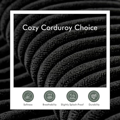 Boneless Cloud Couch Sofa for Living Room, 112" 3 Seater Black Modern Lounge Sleeper Couch, No Assemble, Cordury Compression Upholstered Couches