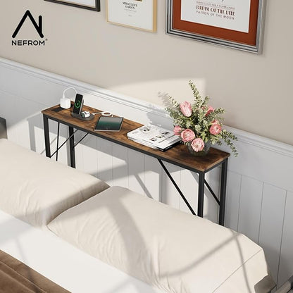 39.4" Console Table, Skinny Entryway Table with Fast-Charging Station, Narrow Long Sofa Table, Behind Slim Couch Table for Entrance, Hallway, Living Room Decor ST-BR100-1