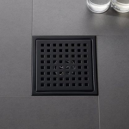 6 Inch Shower Drain Brushed Gold with Adjustable Shower Drain Base Flange SUS304 Stainless Steel Floor Drain Cover Removable Mesh Grille