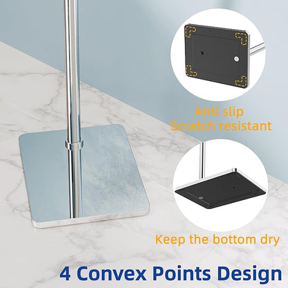 RUACQ Toilet Paper Holder Stand, Bathroom Toilet Paper Roll Holder Free Standing, Toilet Tissue Holder Stand with Post Pivoting Design, Stable Weighted Base, SUS304 Stainless Steel (Chrome)